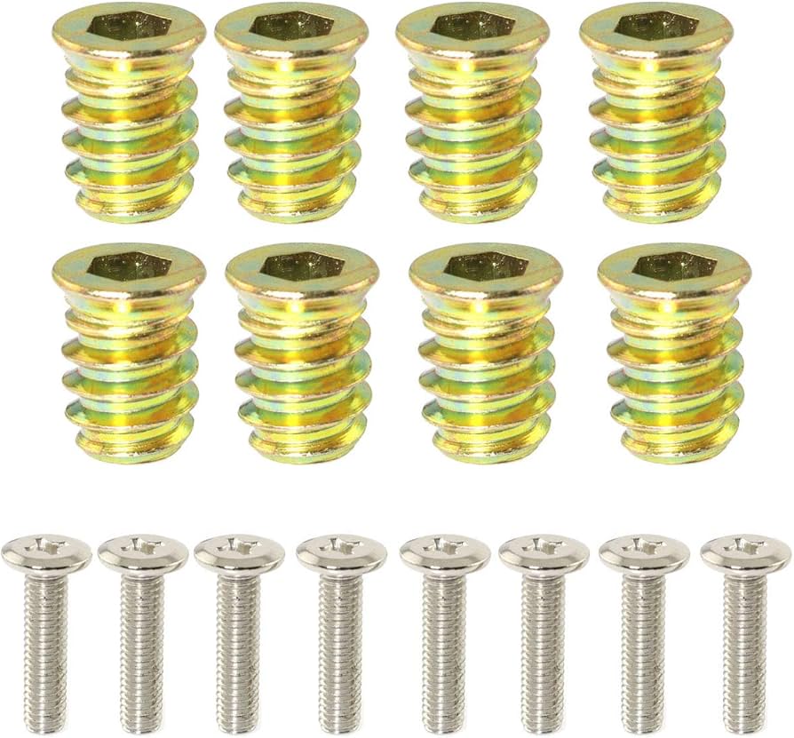 PZRT 8 Sets M6x15 Screw-in Type Hex Drive Threaded Insert Nuts and